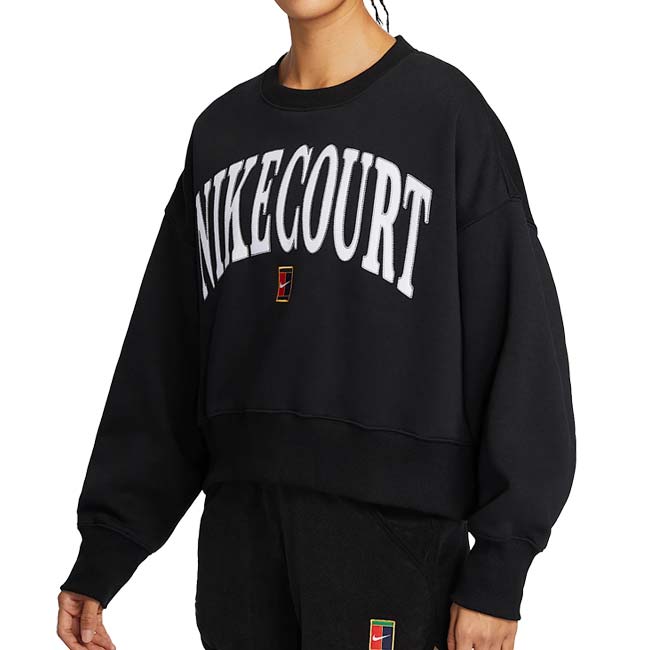 在庫処分特価】「日本サイズ」ナイキ(NIKE) 2025 SP レディース COURT PHOENIX FLEECE オーバーオーバーサイズ クルーネック 長袖スウェットシャツ HQ0352-010(24y12mテニス)