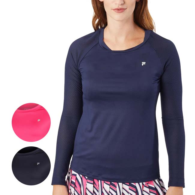 在庫処分特価】【ＵＳサイズ】FILA(フィラ) 2023 FW レディース グレーシー(GRACIE) 長袖Tシャツ US Open XFL232128(23y11mテニス)
