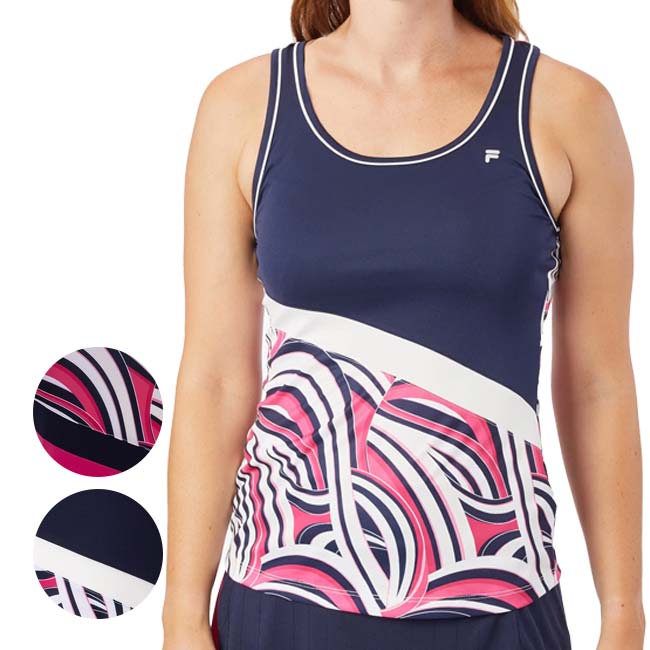 在庫処分特価】【ＵＳサイズ】FILA(フィラ) 2023 FW レディース MARIA(マリア) プリントタンクトップ US Open UOL239312E(23y11mテニス)