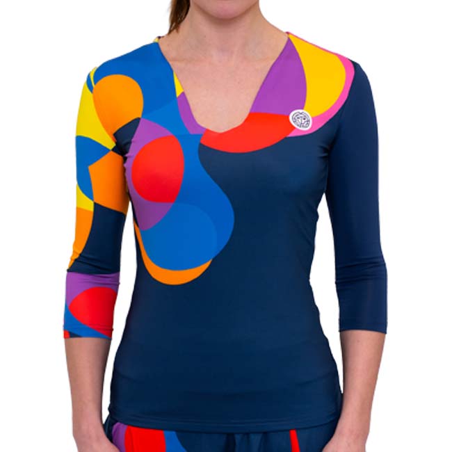 40%OFF在庫処分特価】「海外サイズ」BIDI BADU(ビディバドゥ) 2024 FA レディース TWIGGY ツイッギー Vネック 長袖 ゲームシャツ W1330005-DBLMX(24y7mテニス用ゲームウェア)