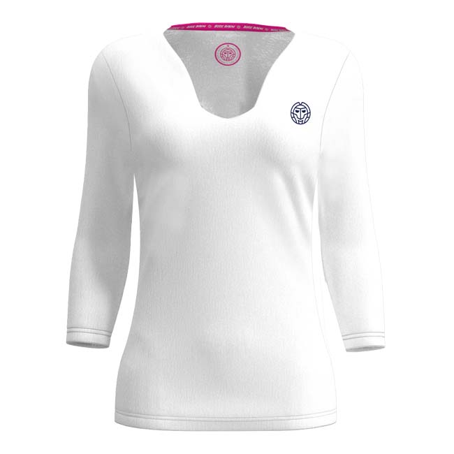 40%OFF在庫処分特価】「海外サイズ」BIDI BADU(ビディバドゥ) レディース CREW Vネック 長袖Tシャツ 「定番」 W1330002-WH ホワイト(23y1mテニス)