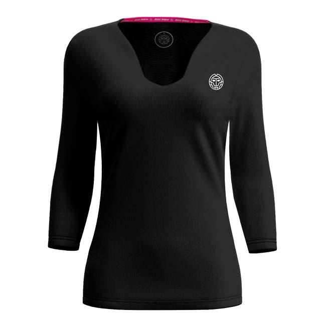 40%OFF在庫処分特価】「海外サイズ」BIDI BADU(ビディバドゥ) レディース CREW Vネック 長袖Tシャツ 「定番」 W1330002-BK ブラック(23y1mテニス)