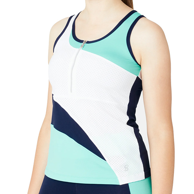 【ＵＳサイズ】Sofibella(ソフィベラ) レディース Top Spin レーサーバック ハーフジップ付き タンクトップ 1951-AIR エアー(22y10mテニス)