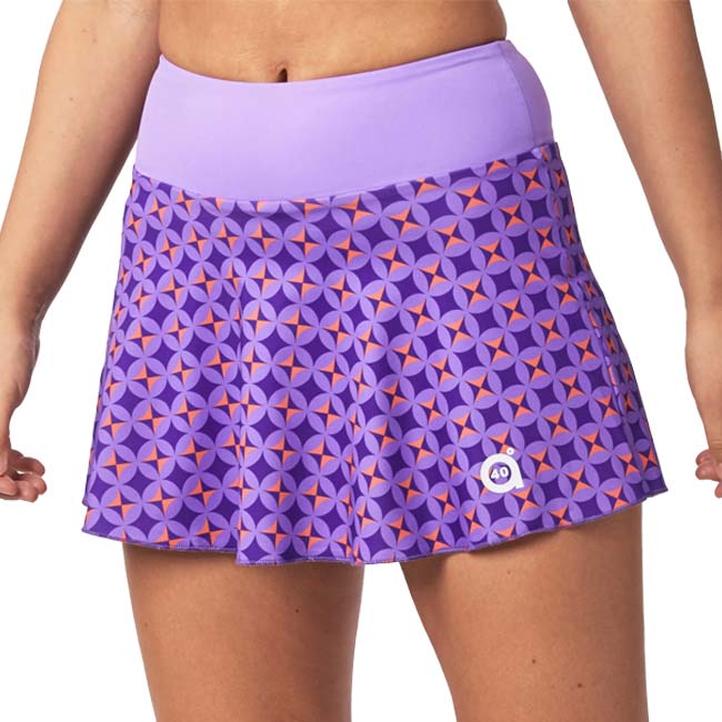 「海外サイズ」A40GRADOS 2023 SS レディース LOOK ルック プリントスカート 1954MFFULL-ラベンダー×PP×オレンジ(23y4mテニス)