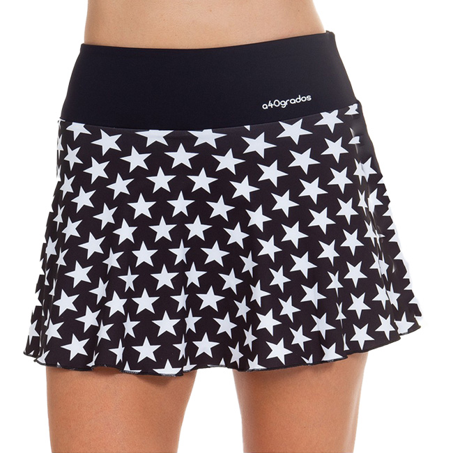 「海外サイズ」A40GRADOS レディース スター柄プリント スカート 1954MFFULL-ブラック×ホワイト(22y10mテニス)