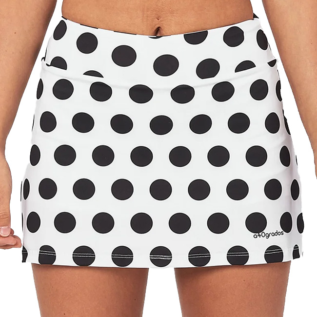 「海外サイズ」A40GRADOS レディース ブラックドット 水玉模様 ルナ スカート MFFUSLUN-ホワイト×ブラック(22y7mテニス)