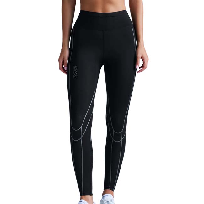 2XU(ツータイムズユー) レディース ライトスピード キネシス ハイライズ コンプレッションタイツ WA7627B-BLK／BRF BK×BKリフレクティブ(26y9mトレーニング)