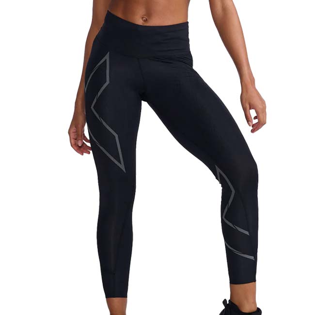 【10％OFFマジッククーポン対象】2XU(ツータイムズユー) レディース ライトスピード MCS ミッドライズ コンプレッションタイツ WA6523B-BLKBRF(23y11mランニング)
