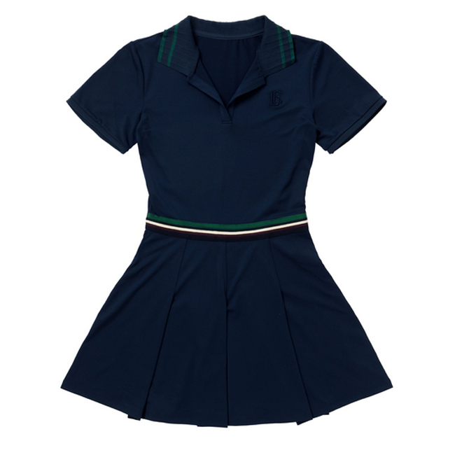 韓国系テニスウェア LOVEFORTY(ラブフォーティ) レディース LINE-POINT OPS ラインポイント ドレス ウェア ネイビー (21y12mテニス)
