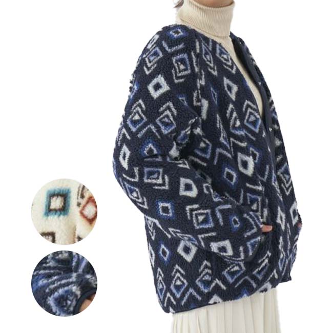 「日本サイズ」OceanPacific(オーシャンパシフィック／OP) 2023 FW レディース 柄ボア×キルティング リバーシブル 2wayブルゾン 553-211(23y11mトレーニング)