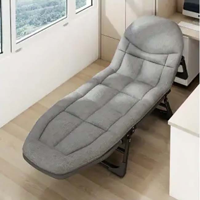 「アウトドアやオフィスでの昼寝にも」 折りたたみ式チェアベッド シングルベッド コンパクト収納 小物入れ付き アウトドア キャンプ TE439965グレー(24y7m)