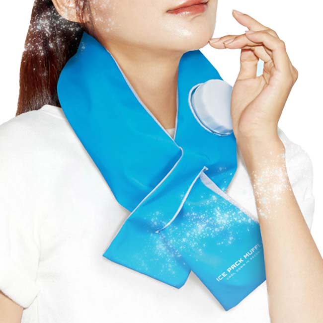 【熱中症対策に】ハック(HAC) ひんやり氷のうマフラー アイスパックマフラー 男女兼用 農作業 アウトドア クールダウン HAC5462 ブルー(26y4m)
