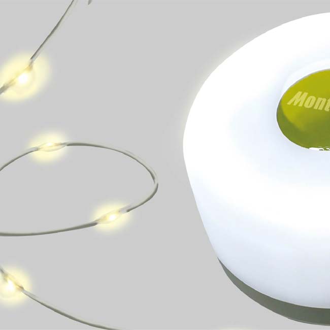 在庫処分特価】「テントを灯りでかざろう！」Montagna(モンターナ) ストリングLEDライト コード長さ7.5m LED80球 USB充電式 HAC4141-ホワイト(24y6m)