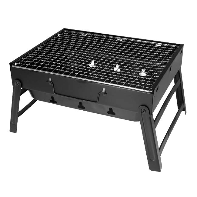 「家族や友人とのBBQに！」Montagna(モンターナ) 薄型収納 BBQ PORTABLE GRILL バーベキュー ポータブルコンロ 焼きアミ付属 HAC3950-ブラック(24y6m)