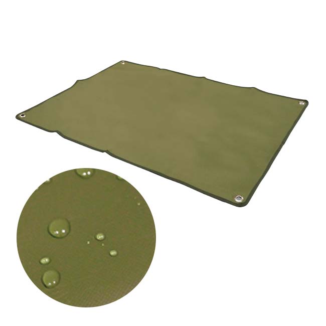 「裏面防水加工で汚れに強い！」Montagna(モンターナ) 防水グランドシート 100×70cm ハトメ付き HAC3953-モスグリーン(24y6m)