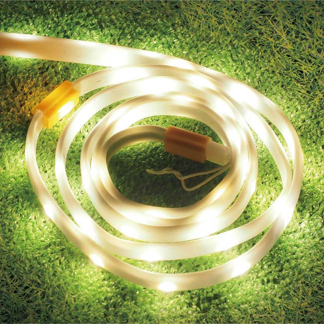 「巻き付け・貼り付け自由自在」Montagna(モンターナ) LED ロープライト ロープ型ライト USB給電式 HAC3039A-ホワイト(24y3m)