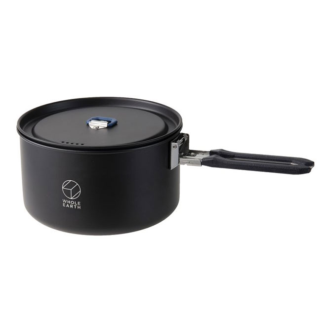 在庫処分特価】「優れた熱伝導！2-3人用」ホールアース(WHOLE EARTH) ノマド ポット コンパクトアルミ鍋 WE23DJ72-90 ブラック(21y9m)