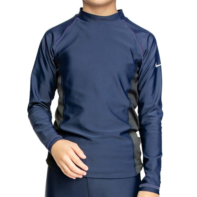 在庫処分特価】「ナイキ(NIKE) 2024 SS ジュニア(ガールズ) ロングスリーブ UV ハイドロガード ラッシュガード スクール水着 ※トップスのみ 1991084-08 コン×コン(24y4m)