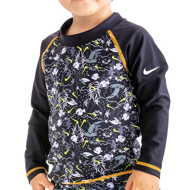 在庫処分特価】ナイキ(NIKE) 2022 SS ジュニア(ボーイズ) TODDLER トドラー ジッパー付き ロングスリーブ UV 長袖ハイドロガード 水着 1991037-09 ブラック(22y4m)