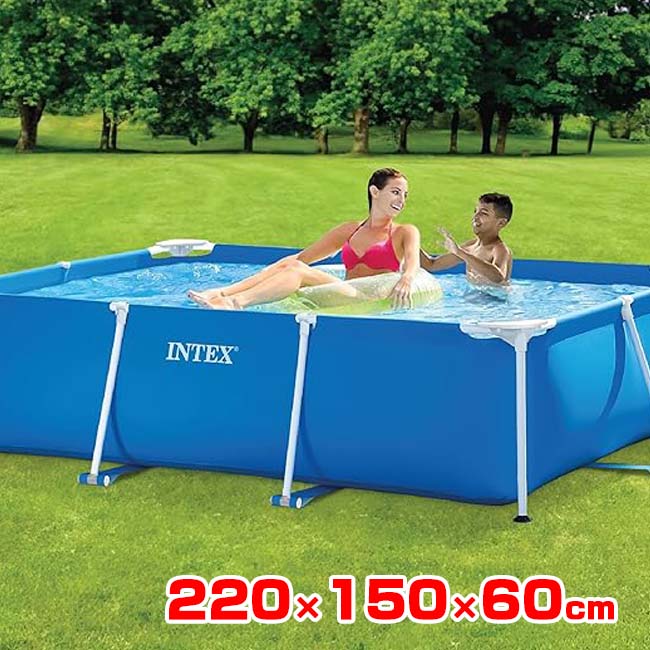 INTEX(インテックス) レクタングラ フレーム プール 長方形大型プール 220×150×60cm ファミリープール 28270NP ブルー(25y6m)