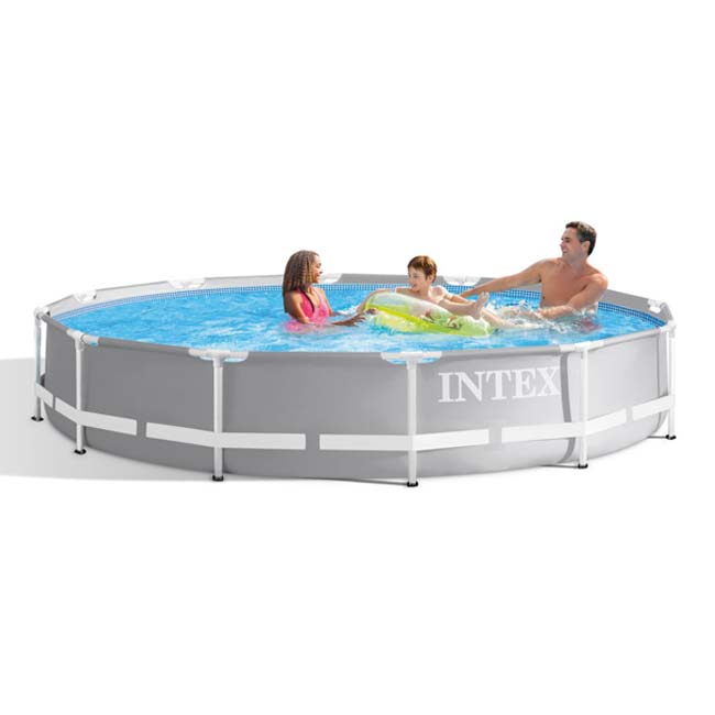 INTEX(インテックス) プリズムフレームプレミアムプールセット カバー付 366×76cm QQ コストコ 26709J-グレー(24y4m)