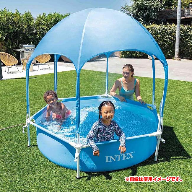 INTEX(インテックス) キャノピー メタルフレーム プール 183×38cm 日よけ付きプール 28209NP-ブルー(24y3m)