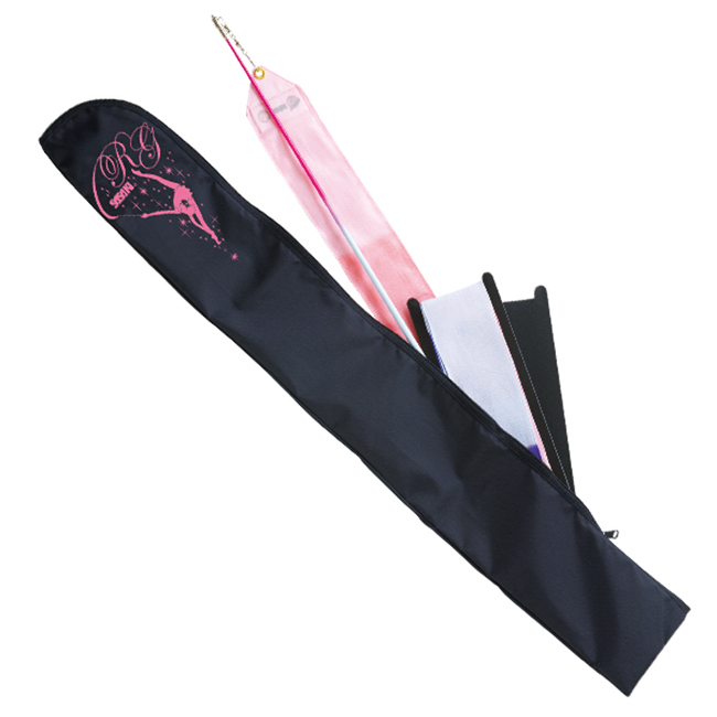 【8日から72時間 8%OFFクーポン】ササキ(SASAKI) R.G.ガール プリントシリーズ リボン・スティックケース 手具ケース AC-52-ブラック×ルミナスピンク(21y3m)AC52