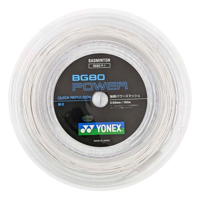 【10％OFFマジッククーポン対象】【バドミントン】ヨネックス(YONEX) BG80 パワー 0.68mm 100mロール バドミントンガット BG80P-1-011 ホワイト(26y3m)