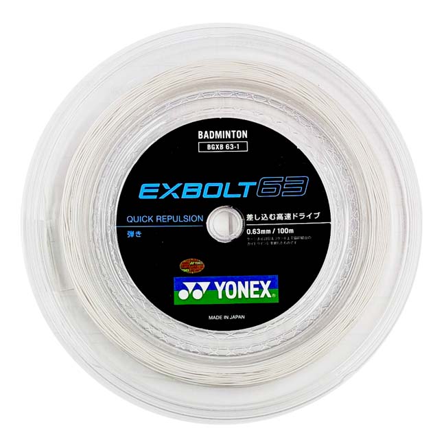 【10％OFFマジッククーポン対象】【バドミントン】ヨネックス(YONEX) EXBOLT63 エクスボルト63 0.63mm 100mロール バドミントンガット BGXB63-1-011 ホワイト(26y2m)