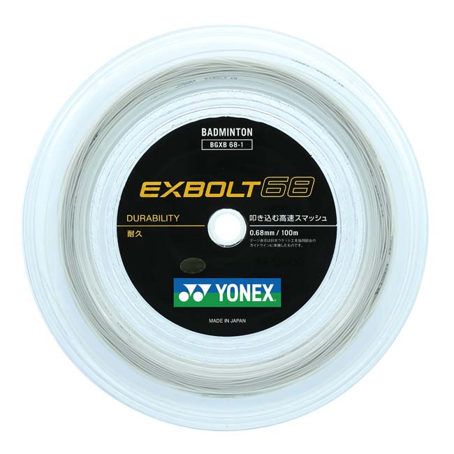 【10％OFFマジッククーポン対象】「バドミントン」ヨネックス(YONEX) EXBOLT68 エクスボルト68 0.68mm 100mロール バドミントンガット BGXB68-1-011 ホワイト(24y3m)
