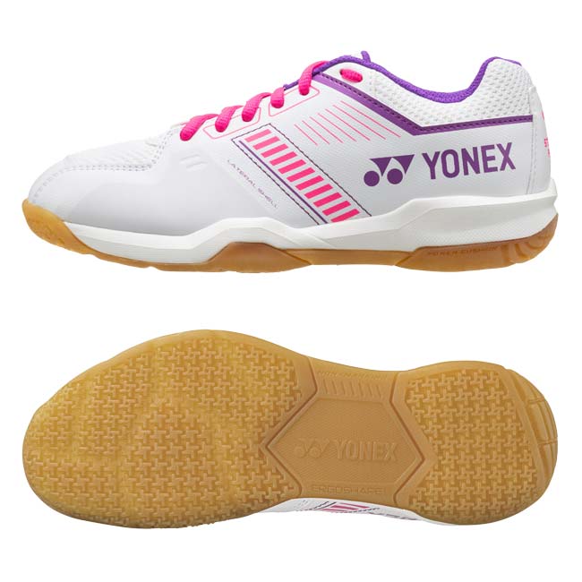 【バドシューズ】ヨネックス(YONEX) ユニセックス パワークッションストライダーフロー 3E バドミントンシューズ SHBSF1-062 ホワイト×ピンク(26y7m)