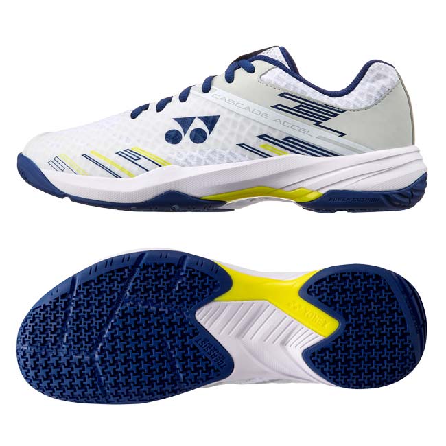 【バドシューズ】ヨネックス(YONEX) ユニセックス パワークッションカスケードアクセル 3E バドミントンシューズ SHBCA1-100 ホワイト×ネイビー(26y7m)