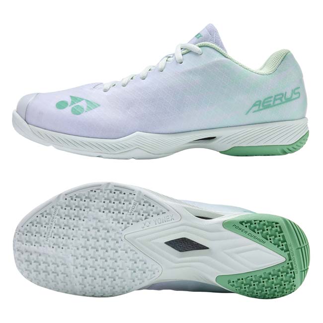 【バドシューズ】ヨネックス(YONEX) ユニセックス パワークッションエアラスZワイド 4Eワイド バドミントンシューズ SHBAZ2W-136 ホワイト×グリーン(26y7m)