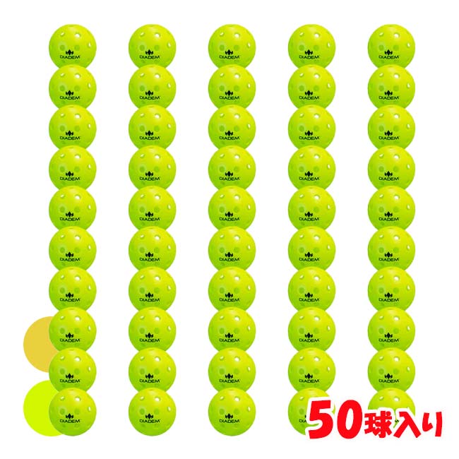 「50球入り」ダイアデム(DIADEM) プレミア 40穴 アウトドア ピックルボール 50pk トレーニングボール 練習球(24y7m)