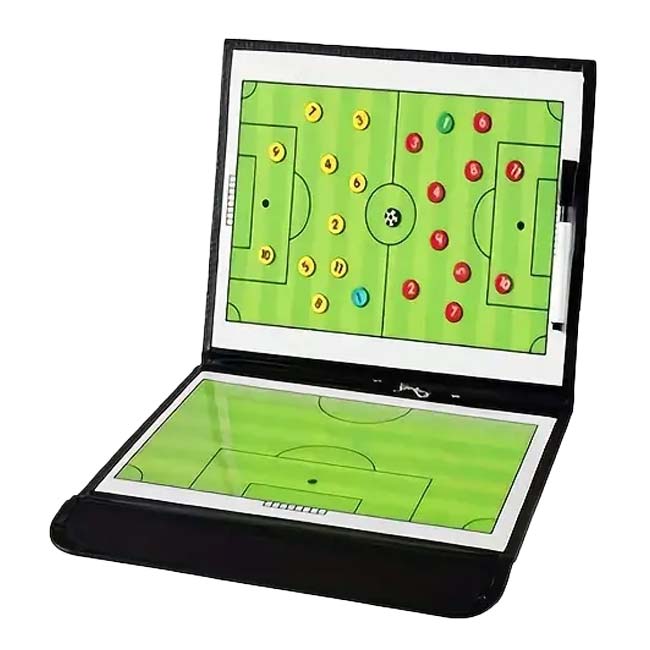 「作戦会議に大活躍！」 折りたたみ式コーチボード サッカー 消せるペン＆チームマグネット付き TE739999-ブラック×グリーン(24y4m)