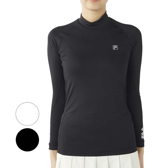 【日本サイズ】FILA(フィラ) レディース ハイネック 長袖 コンプレッションシャツ 吸汗速乾 UVカット 755-991L(25y7mゴルフ)