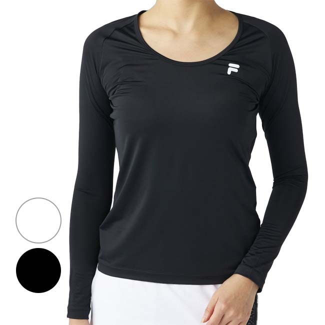 【日本サイズ】FILA(フィラ) レディース クルーネック 長袖インナーシャツ 接触冷感 吸汗速乾 UVカット 755-990L(25y7mゴルフ)