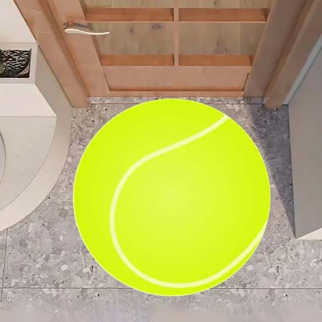 テニスボール ラウンドラグ すべり止め付き 直径80cm ※手洗いのみ可能※ TE909974イエロー(24y8m)