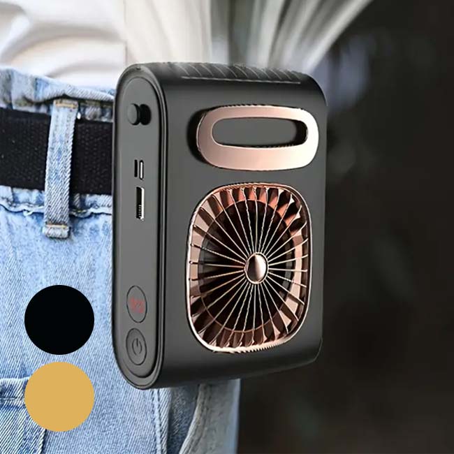 「暑い夏のアウトドアや外出の必需品」 ポータブルファン 吊り下げ式ウエストファン ネックファン USB充電式 HF-038(24y7m)