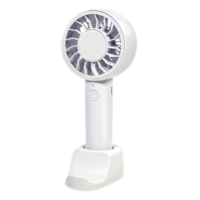 【小型ファンとは思えない爆風！】ハック(HAC) 爆風ハンディファン ファン＆スマホ対応 2WAYスタンド付き USB充電式 風量5段階 HAC5170A ホワイト(26y4m)