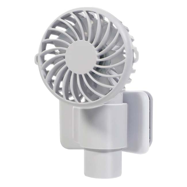 【首から掛けたり傘に取り付けたり】ハック(HAC) マルチクリップ付き コンパクトファン 超軽量 USB充電式 首掛け用ストラップ付き HAC5171A ホワイト(26y3m)