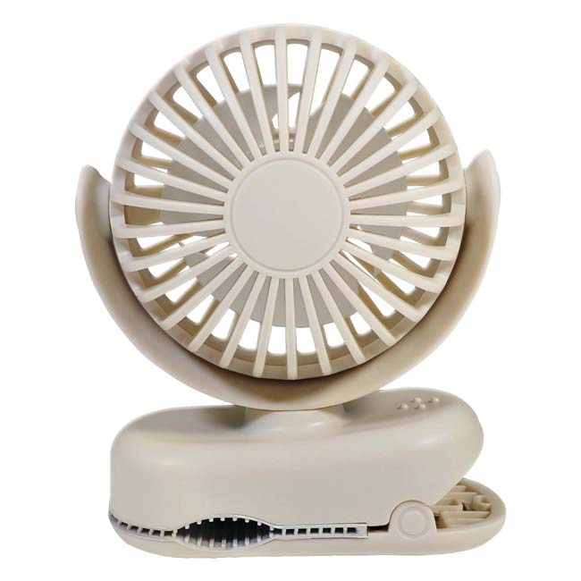 【傘に取り付け可能】ハック(HAC) クリップ付き ポータブルファン 超軽量 USB充電式 HAC5175A ベージュ(26y3m)