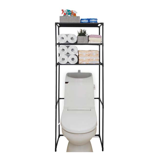 【トイレのデッドスペースを有効活用】ハック(HAC) 3段収納トイレラック 組立簡単 工具不要 組立式ラック ※お客様組立商品※ HAC4464 ブラック(25y6m)