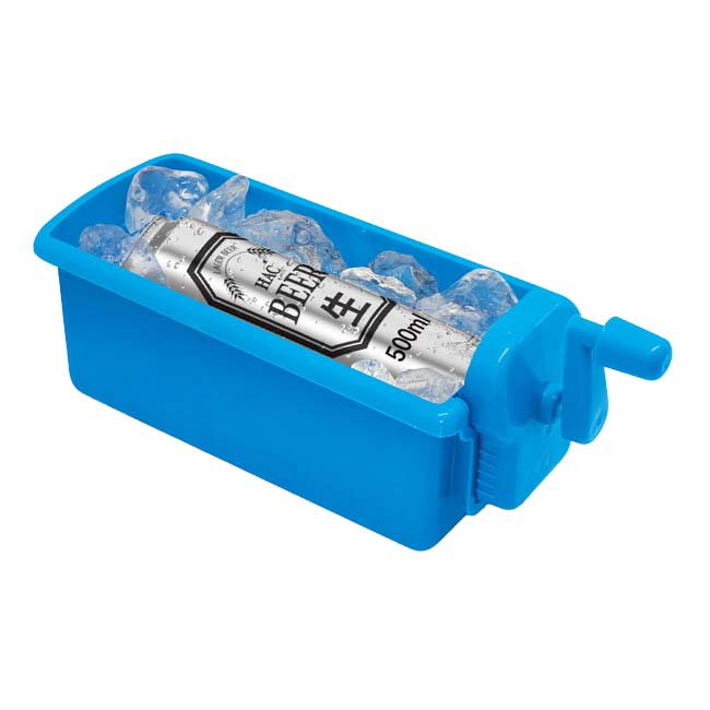 【氷を入れて回すだけ】ハック(HAC) クルクル瞬間ドリンク冷却器 ドリンククーラー 瞬間冷却 350・500ml缶に対応 屋内屋外兼用 HAC4604 ブルー(25y3m)