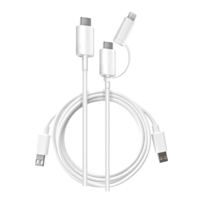 「同時に充電・給電が可能」ハック(HAC) 3WAY マルチケーブル Type-C USBプラグ iOS専用端子 AppleWatch磁気ワイヤレス充電 HAC4427-ホワイト(24y11m)