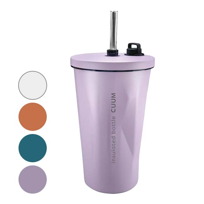 「長時間保温＆保冷」ハック(HAC) ストロー付き 真空断熱タンブラー CUUM キューム 550ml 止水キャップ付き 水筒 HAC2-0529(24y6m)