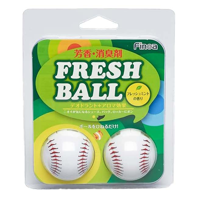 【気になるニオイをブロック】Finoa(フィノア) フレッシュボール ベースボール 芳香・消臭剤 2個入り デオドラント＋アロマ効果 5040 ホワイト×レッド(26y3m)