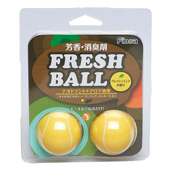 【気になるニオイをブロック】Finoa(フィノア) フレッシュボール テニス 芳香・消臭剤 2個入り デオドラント＋アロマ効果 5030 イエロー×ホワイト(26y3m)