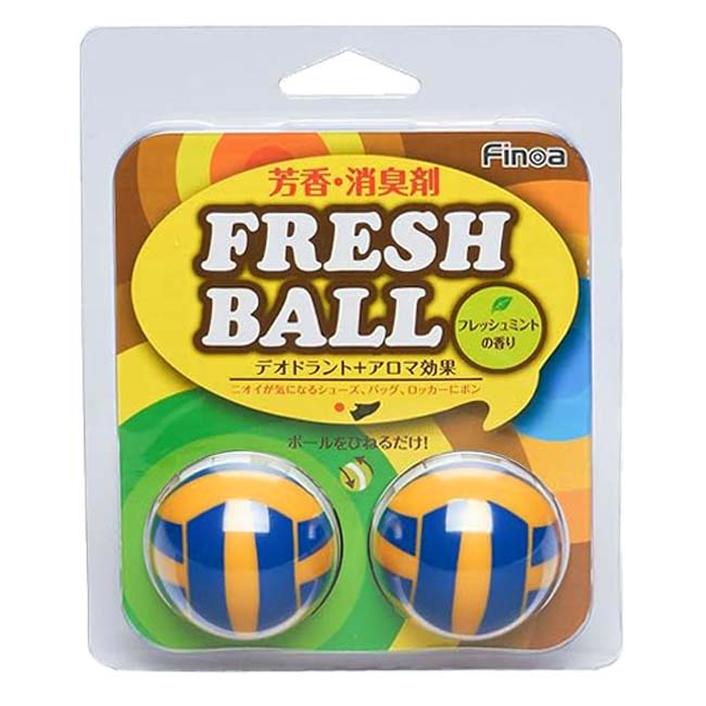 【気になるニオイをブロック】Finoa(フィノア) フレッシュボール バレー 芳香・消臭剤 2個入り デオドラント＋アロマ効果 5010 イエロー×ネイビー(26y3m)