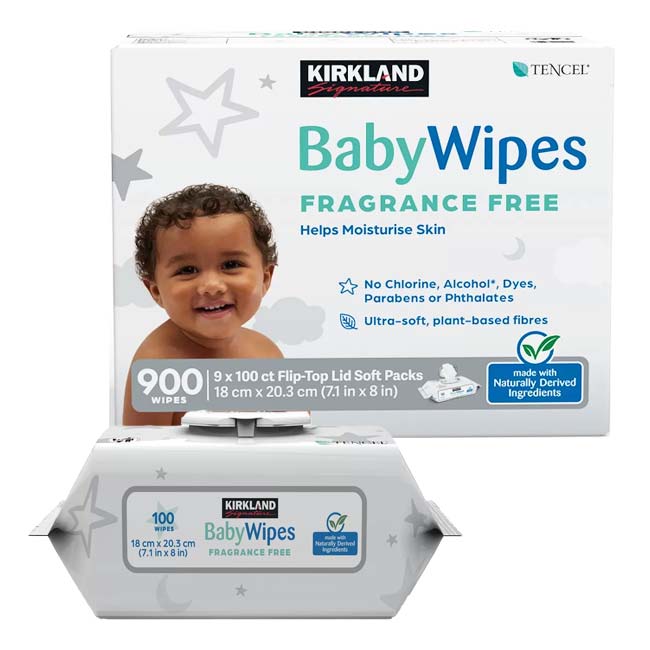 KIRKLAND SIGNATURE(カークランドシグネチャー) ベビーワイプ 赤ちゃん用おしりふき 無香料 ウエットタイプ 900枚(100枚入り×9) QQ 1594093 コストコ(23y8m)